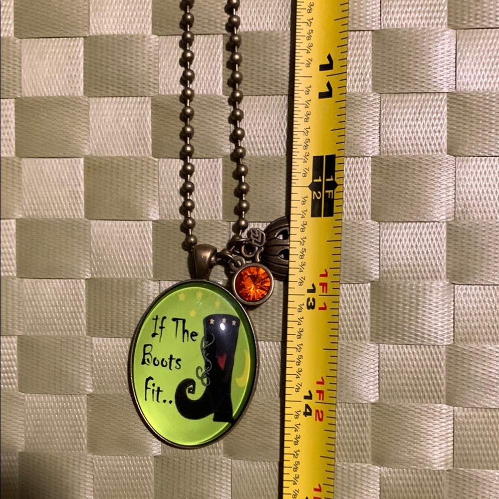 Witch Boot Pendant Necklace with Charms